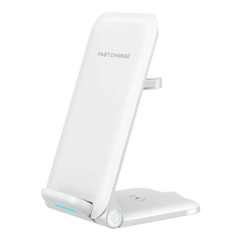 GTIMLMC 3 in 1 Wireless Charger Foldable 3in1 Phone Stand 15W Fast Charging Station for iPhone 15 Samsung Galaxy S24 Xiaomi 14 - Lojastokshopp